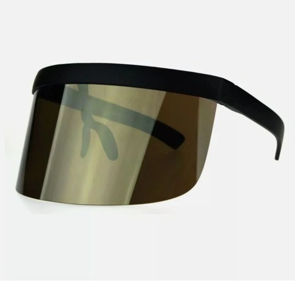 Visor Sunglasses for Men and Women, Futuristic Face Shield Glasses Gold Mirror‎